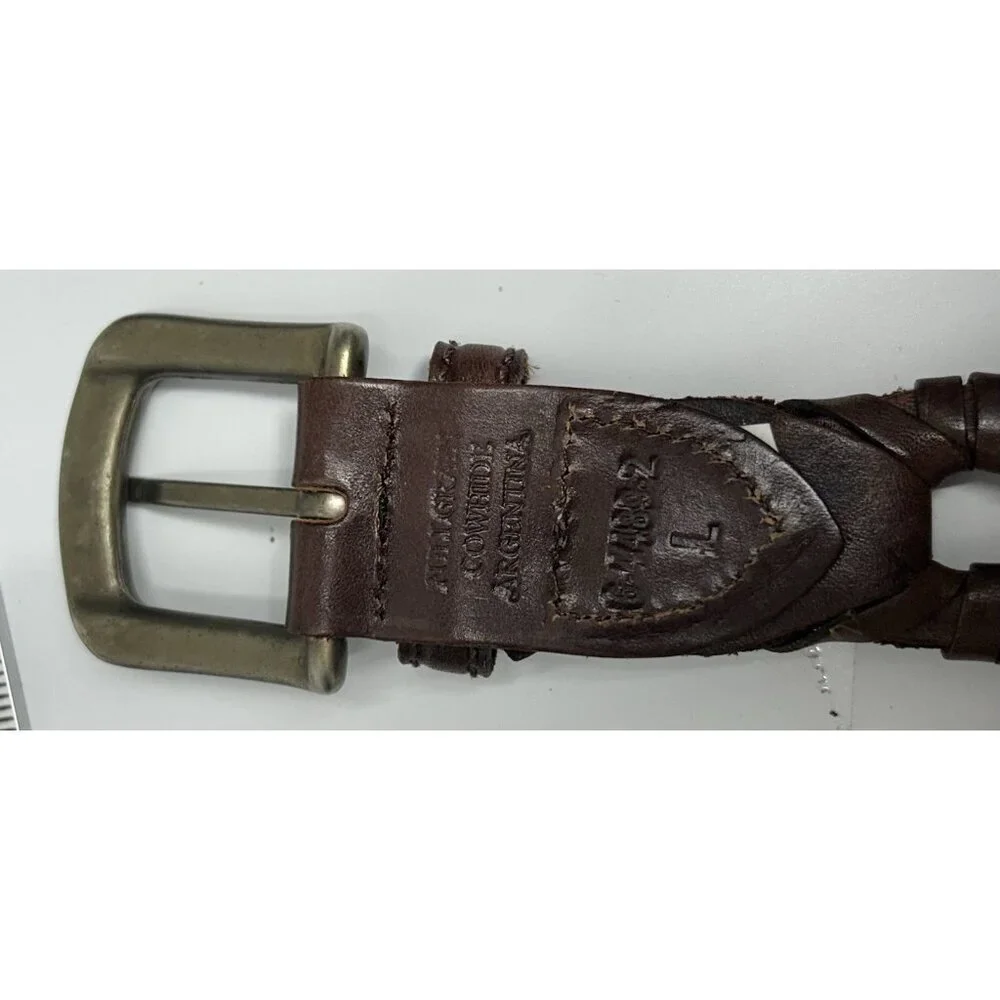Full Grain Cowhide Belt Women's Large Made In Argentina Brown Western Link Woven